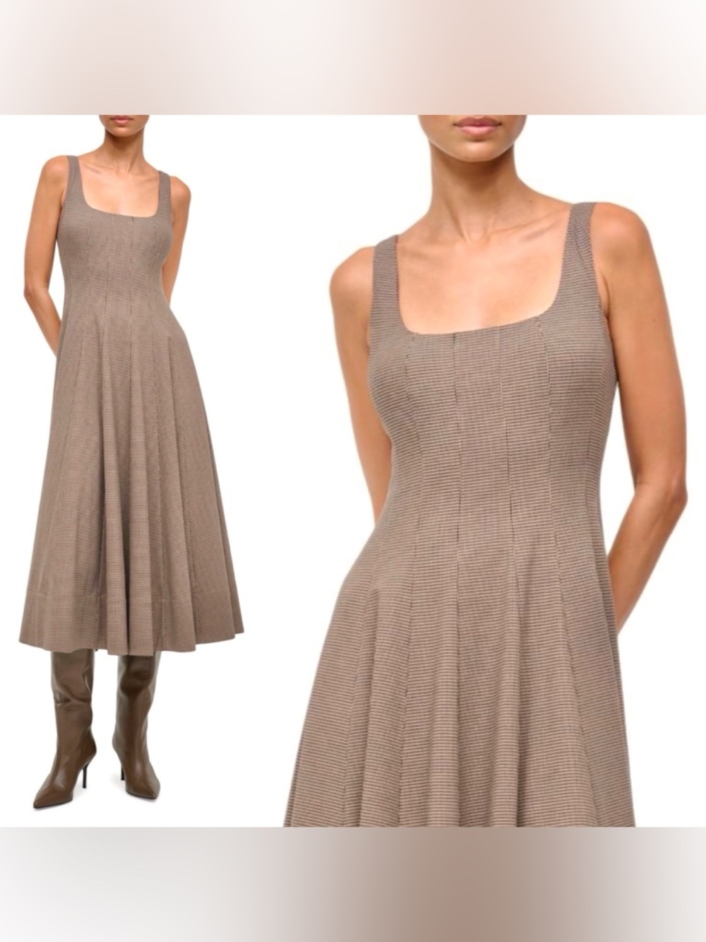 NWT Staud Wells Midi Dress Houndstooth - Picture 5 of 16